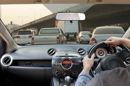 view of car traffic in city の写真素材