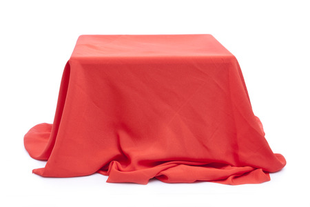Box covered with a red cloth の写真素材