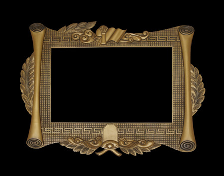 Vintage gold background antique frame on darkの写真素材