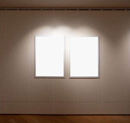 empty two frames in a room against a white wall