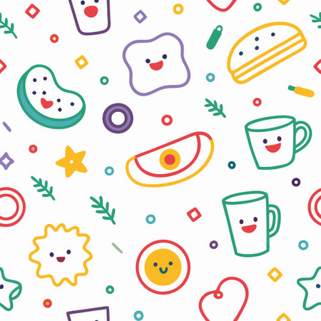 Happy food and drink seamless pattern.の素材