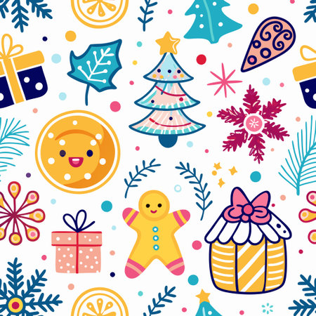 Festive Christmas seamless pattern.の素材