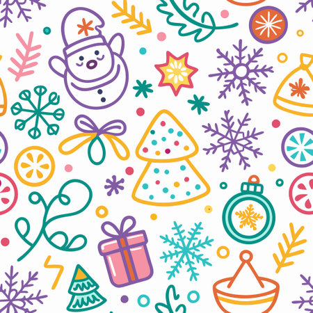 Colorful Christmas seamless pattern.の素材