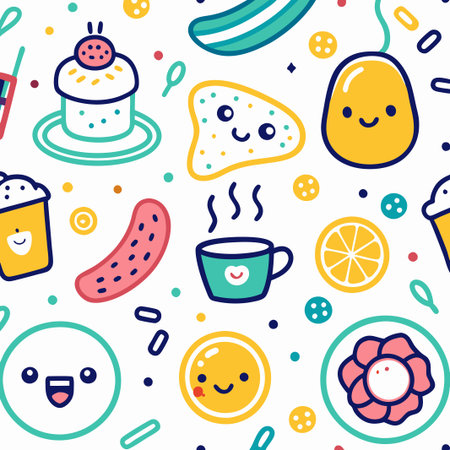 Cute cartoon food seamless pattern. (2)の素材