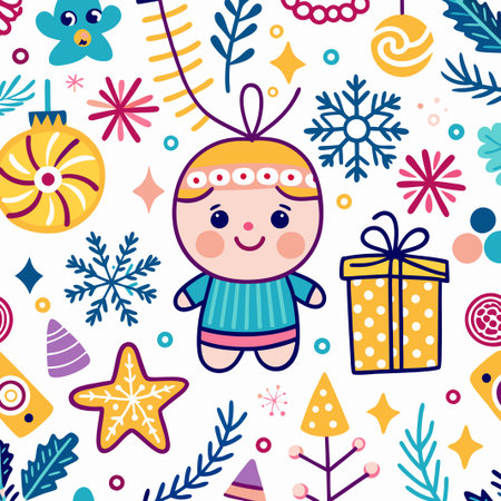 Cute Christmas character seamless pattern.の素材