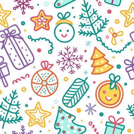 Colorful Christmas doodle pattern.の素材
