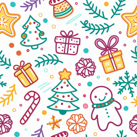 Festive Christmas doodle pattern.の素材