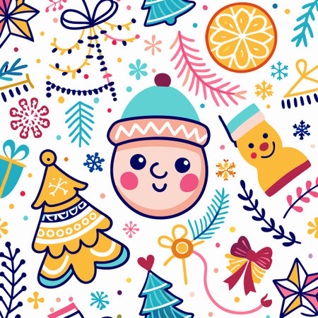 Cute Christmas seamless pattern.の素材