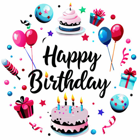 Colorful happy birthday celebration.の素材