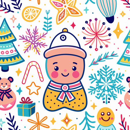 Cute Christmas character seamless pattern.の素材