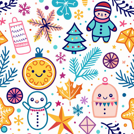 Cheerful Christmas seamless pattern. (1)の素材