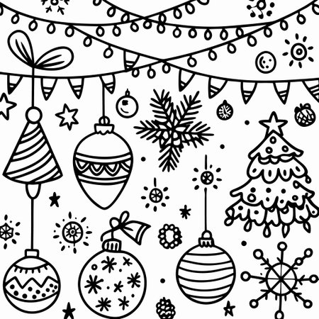 Festive Christmas doodle illustration.の素材