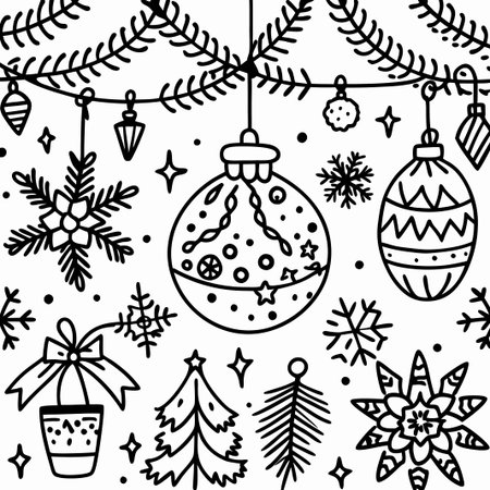 Festive Christmas doodle pattern. (3)の素材