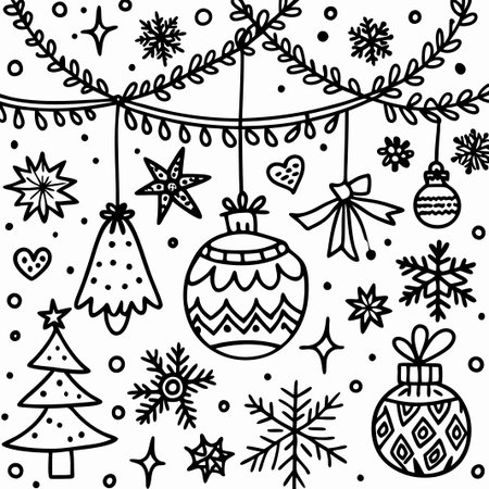 Hand-drawn Christmas ornaments and decorations. (3)の素材