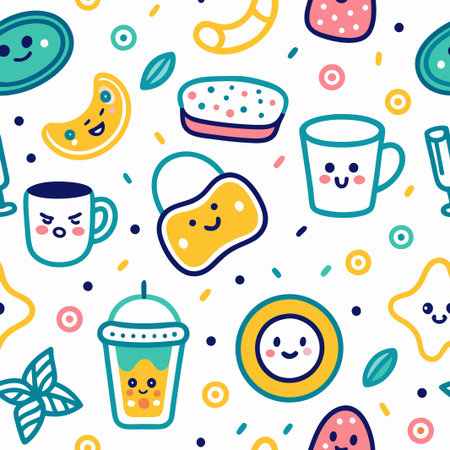 Cute food and drink seamless pattern.の素材