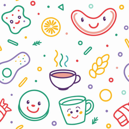 Cheerful food and drink seamless pattern.の素材