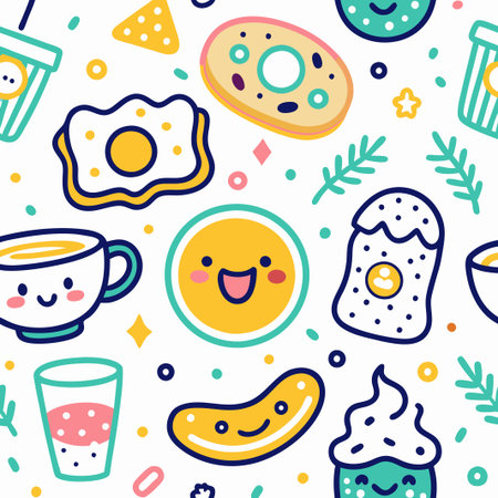 Cute cartoon food seamless pattern.の素材