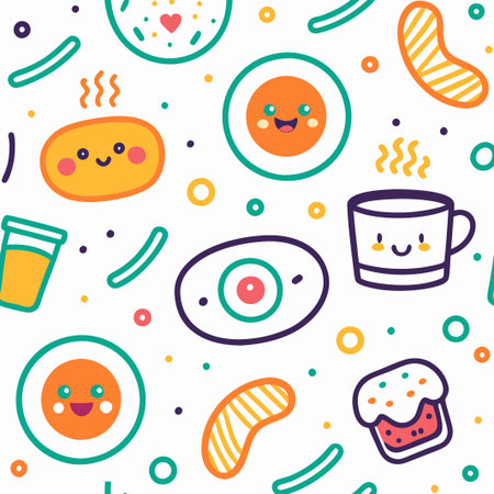 Cute breakfast food seamless pattern. (1)の素材