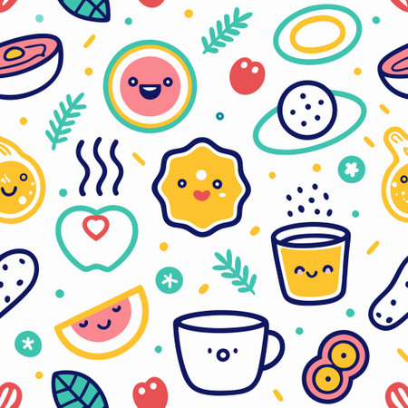 Cute kawaii food seamless pattern.の素材