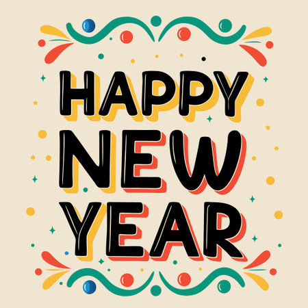 Happy New Year festive greeting card design.の素材