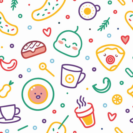 Cute food and drink seamless pattern. (3)の素材