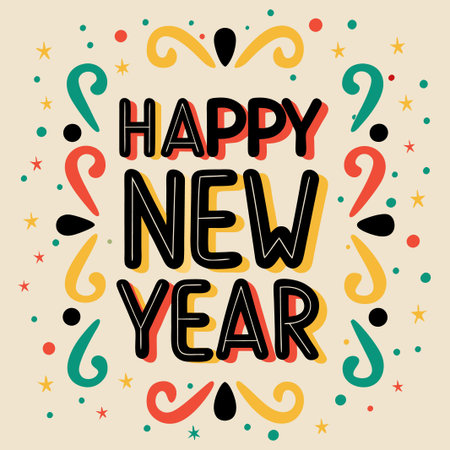 Happy New Year festive greeting card design.の素材