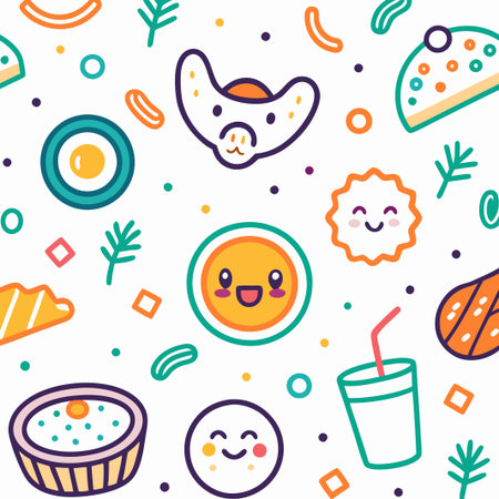 Cute breakfast food seamless pattern. (6)の素材