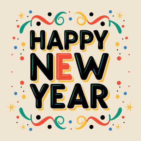 Festive Happy New Year text design. (1)の素材