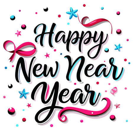 Happy New Year colorful lettering design. (3)の素材