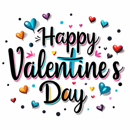 Colorful Happy Valentine&#39;s Day greeting with hearts. (2)の素材