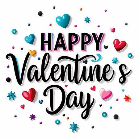 Happy Valentine&#39;s Day colorful hearts design.の素材