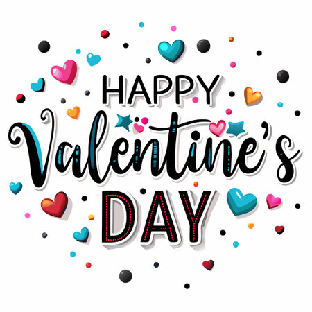 Colorful Happy Valentine&#39;s Day greeting with hearts. (3)の素材