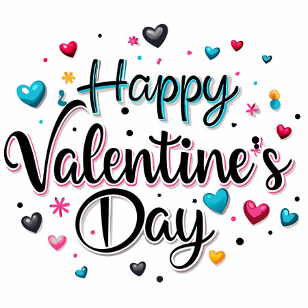 Colorful Happy Valentine&#39;s Day greeting with hearts. (5)の素材