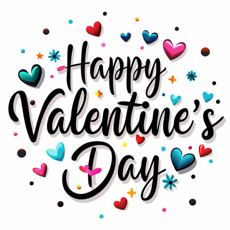 Colorful Happy Valentine&#39;s Day greeting with hearts. (6)の素材