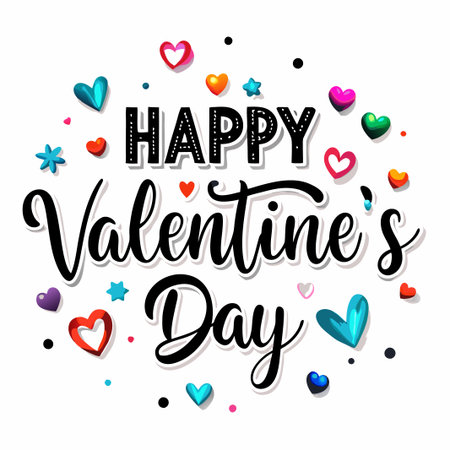 Colorful Happy Valentine&#39;s Day greeting with hearts. (1)の素材