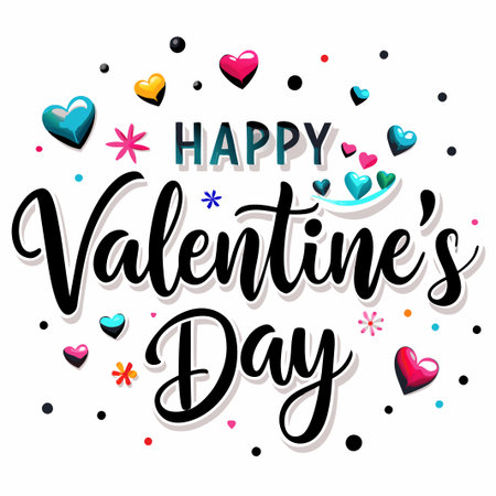 Colorful Happy Valentine&#39;s Day greeting with hearts. (7)の素材