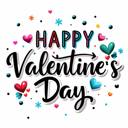 Colorful Happy Valentine&#39;s Day greeting with hearts. (10)の素材