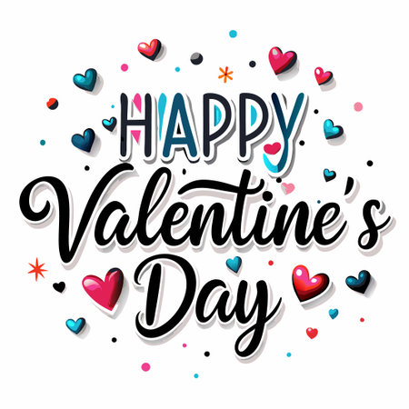 Happy Valentine&#39;s Day greeting card with colorful hearts. (1)の素材