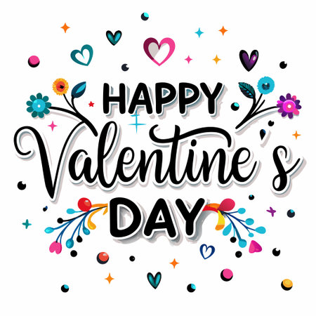 Happy Valentine&#39;s Day floral greeting.の素材