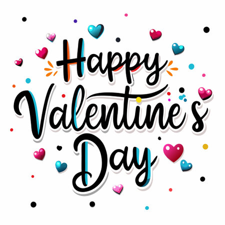 Happy Valentine&#39;s Day greeting with colorful hearts. (6)の素材