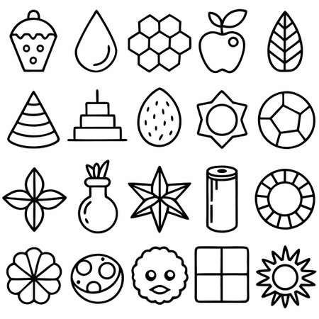 Collection of simple line icons.の素材
