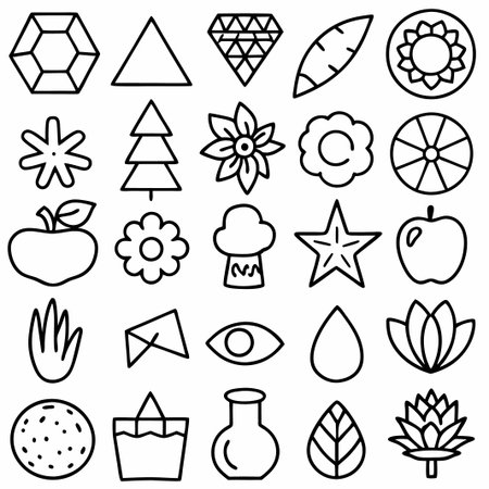 Collection of simple black line icons.の素材
