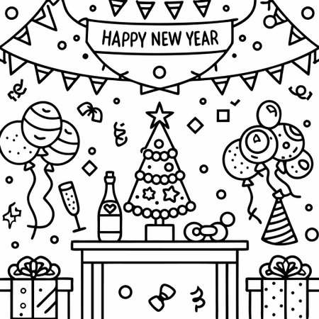 Festive New Year&#39;s Eve celebration illustration.の素材