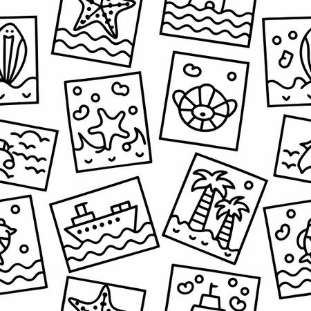 Seamless pattern of summer vacation illustrations.の素材