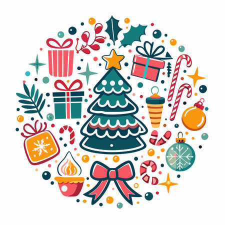 Christmas elements circle design.の素材