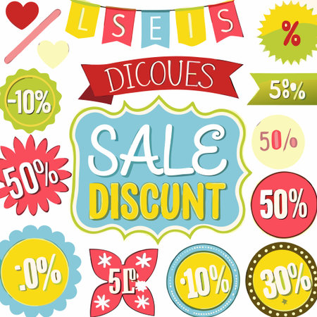 Colorful sale discount labels and banners. (1)の素材