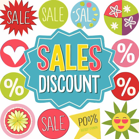 Colorful sale discount tags and icons. (1)の素材