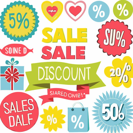Colorful sale and discount icons.の素材