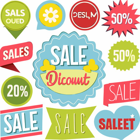 Collection of sale and discount labels.の素材