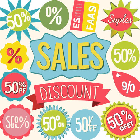 Retro sale discount labels and tags collection.の素材